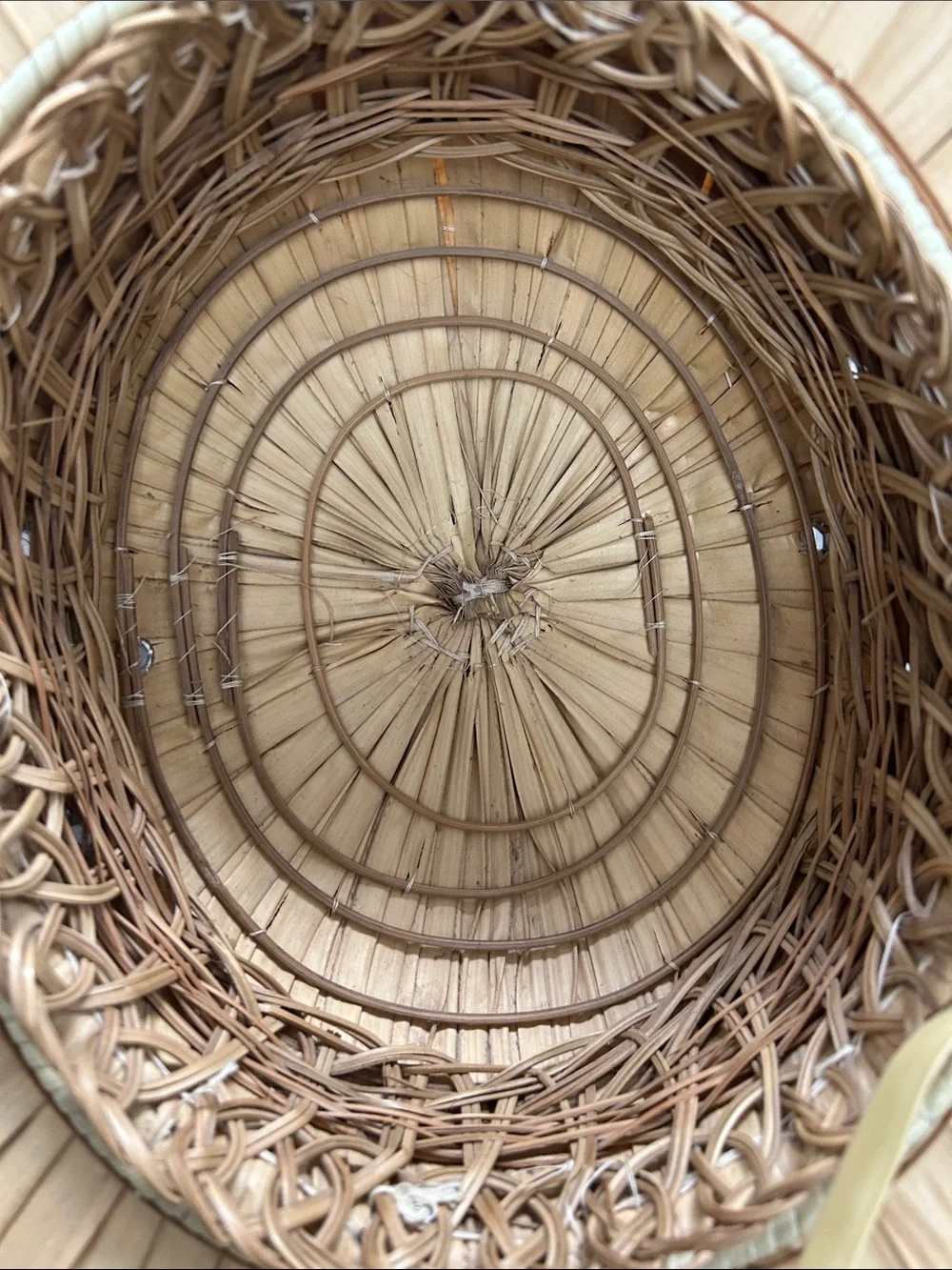 Vintage Woven Bermes Natural bamboo Straw Safari Hat